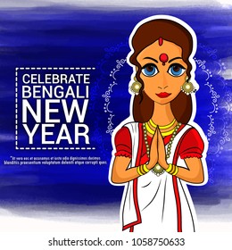 Vector illustration of a card for Bengali New Year Subho Nabo Barsho, Mud Pot fill with Rasgulla.