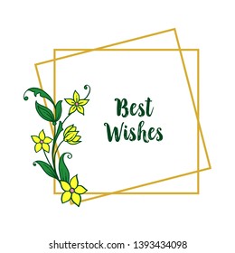 Vector illustration card best wishes for abstract leaf flower frame hand drawn