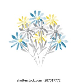 Vector illustration of card with chamomile 