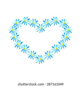 Vector illustration of card with chamomile heart