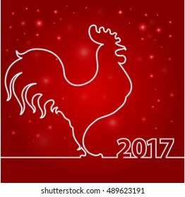 Vector illustration card of Chinese New year 2017 with the rooster logo on the Eastern calendar.