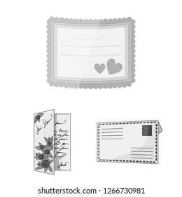 Vector illustration of card and christmas icon. Collection of card and background stock symbol for web.