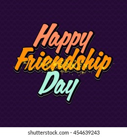 Vector illustration card with colourful text for friendship day.