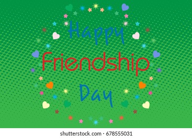 Vector illustration card with colourful text for friendship day.