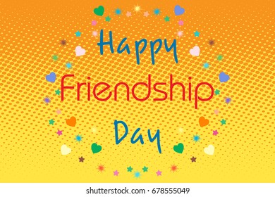 Vector illustration card with colourful text for friendship day.
