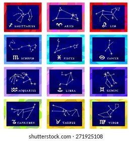 Vector illustration card constellations of the zodiac