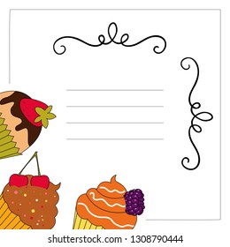 Vector illustration card with cupcakes