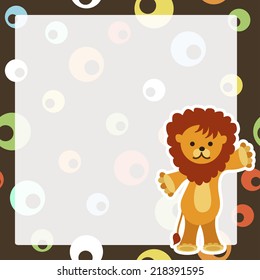 vector illustration of card with cute lion