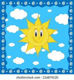 vector illustration of card with cute sun