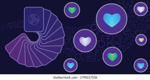 vector illustration of card deck love question and answers for predictions and fortune telling