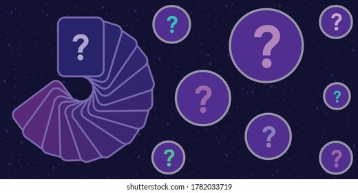 Vektorgrafik des Kartendecks mit mystischen Symbolen für Wahrsagerei