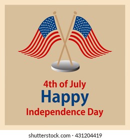 Vector illustration or card design for fourth of july, independence day of America.