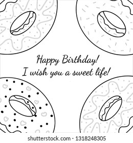 Vector illustration of a card with donuts