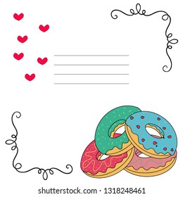 Vector illustration of a card with donuts