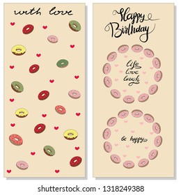 Vector illustration of a card with donuts
