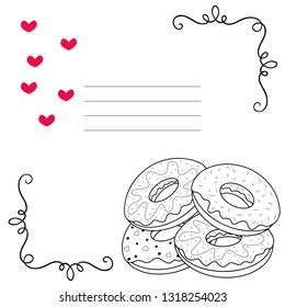 Vector illustration of a card with donuts