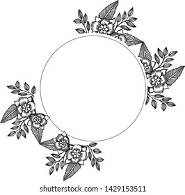 Vector illustration of card with drawing flower frame