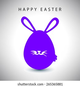 Vector illustration card of easter violet rabbit egg with whisker