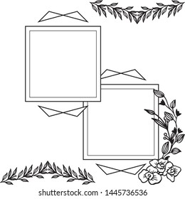 Vector illustration card for floral frames isolated on white background