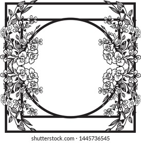 Vector illustration card for floral frames isolated on white background