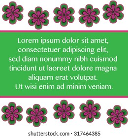 Vector illustration of the card or flyer with flowers in zentangle style.