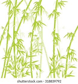 Vector illustration card with green bamboo Traditional Japanese painting