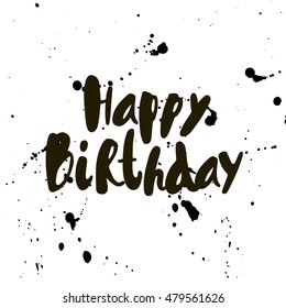 vector illustration card -happy birthday with handwriting calligraphy.

