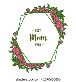 Vector illustration card invitation mom for ornate rose flower frame hand drawn