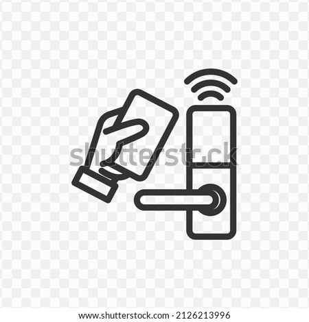 Vector illustration of card lock door icon in dark color and transparent background(png).
