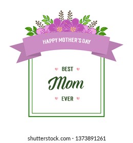 Vector illustration card love mom for various shape leaf flower frame hand drawn