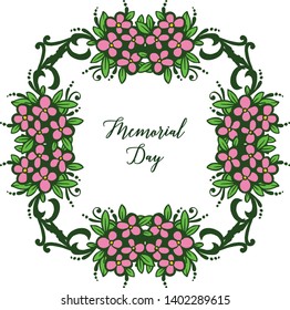 Vector illustration card memorial day with bright pink wreath frames