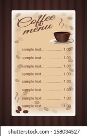 vector illustration card menu with cup of coffee - eps10