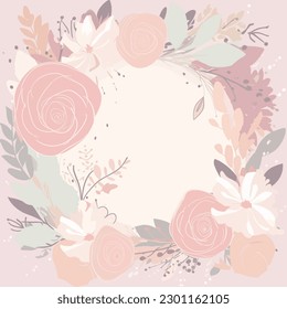vector illustration Card for mother's day, pastel colors, floral background. There is space to write greetings.