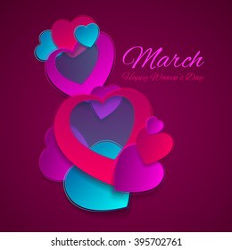 Vector illustration of a card on March 8 in the form of heart