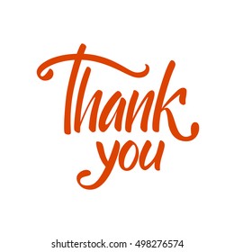 Vector illustration. Card. Poster. The phrase, "Thank you." Thanks. Hand lettering. Calligraphy brush marker.