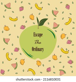 Vector illustration for card, print and poster. Fruits frame.