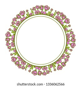 Vector illustration card with purple flower frames blooms hand drawn