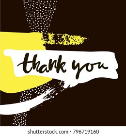 vector illustration card for say "thank you" on different languages. Background is abstract collage & thank you- calligraphy design