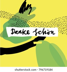 vector illustration card for say "thank you" on different languages. Background is abstract collage & thank you- calligraphy design