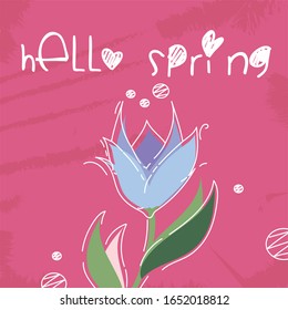 Ilustración vectorial de una tarjeta con un tema de resorte y flor