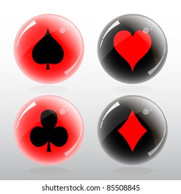 Vector illustration of card symbol  in glossy ball