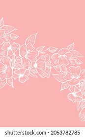 Plantilla de tarjeta de ilustración vectorial con fondo rosa floral de color de cobre para Guardar la fecha, invitación de boda vertical.