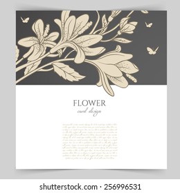 Vector illustration of Card template with floral