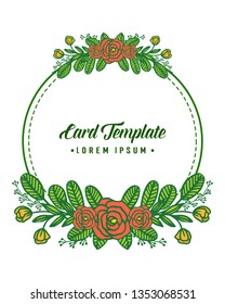 Vector illustration card template with rose flower frames isolated on white backdrop