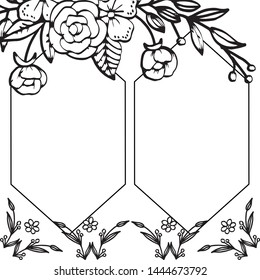 Vector illustration card for various pattern leaf flower frame