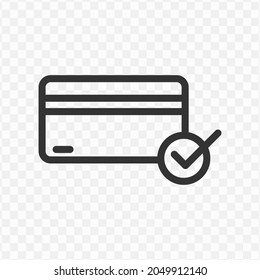 Vector illustration of card verification icon in dark color and transparent background(png).