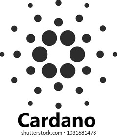 Vector Illustration Of Cardano ADA Cryptocurrency Coin / Virtual Money Icon / Logotype Silhouette In Black and White

