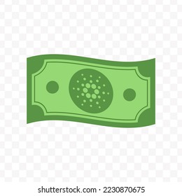 Vector illustration of Cardano banknote in green color on transparent background (PNG).