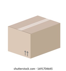 vector illustration cardboard box closed or sealed with tape on white background. delivery service 