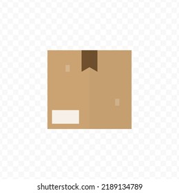 Vector illustration of cardboard box. Colored vector for website design .Simple design on transparent background (PNG).